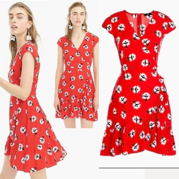 New! J.Crew Ruffle Front mini dress in dandelion floral nwt 28347 - Picture 1 of 12